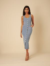 Light Blue Denim Quays Midi Dress