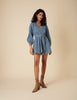 Light Blue Denim Tie Waist Nolan Mini Dress