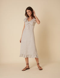 Floral Check Elouise Midi Dress