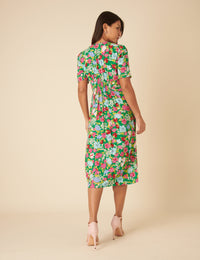 Green Floral Alexa Midi Dress Green Floral Alexa Midi Dress