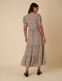 Cream Ditsy Floral Lia Midi Dress