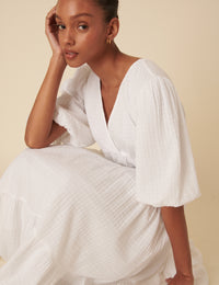 White Tiered Roselena Midi Dress