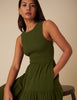 Green Sleeveless Tiered Charlie Midi Dress