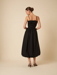 Black Bandeau Bubble Hem Dannie Midi Dress