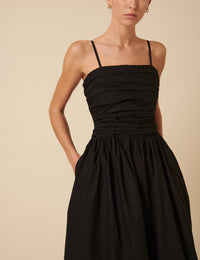 Black Bandeau Bubble Hem Dannie Midi Dress