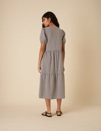 Gingham Tie Front Bernadetta Midi Dress