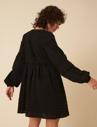 Black Long Sleeve Shanice Mini Smock Dress