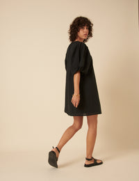 Black Tori Mini Smock Dress