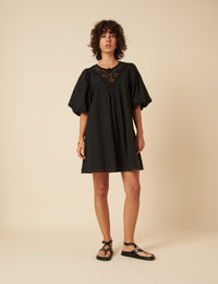 Black Tori Mini Smock Dress