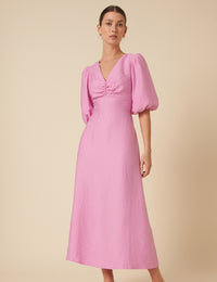 Pink Bow Back Zita Midi Dress