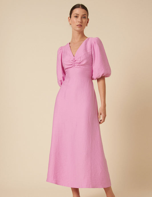Image of Pink Bow Back Zita Midi Dress