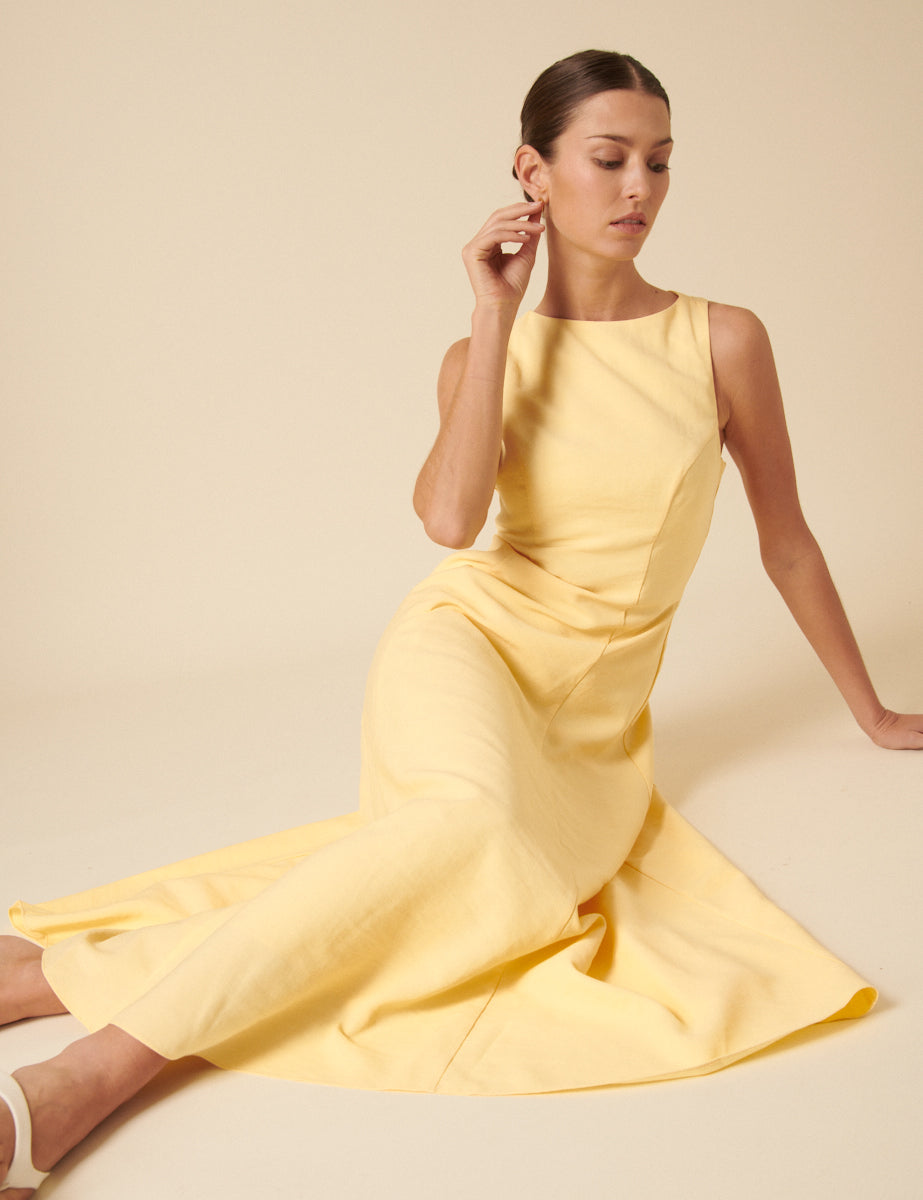 Butter Yellow Reign Midi Dress