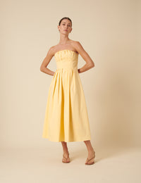 Butter Yellow Bandeau Emmett Midi Dress
