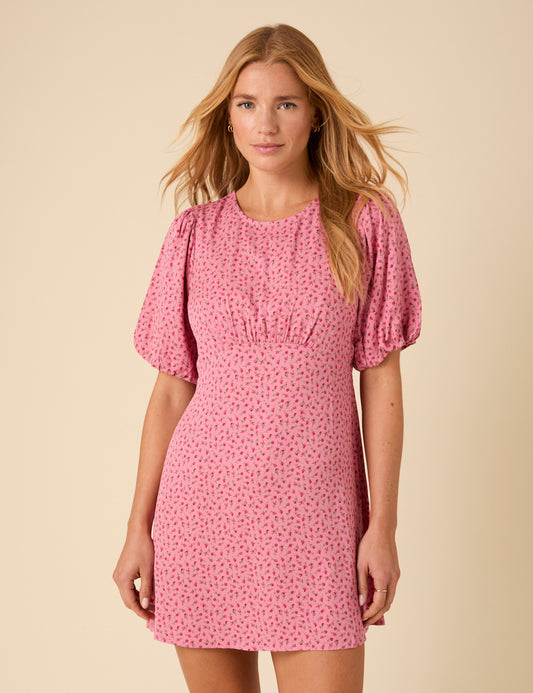 petite pink dress Petite Pink Ditsy Floral Benita Mini Dress