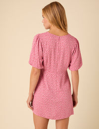 Petite Pink Ditsy Floral Benita Mini Dress
