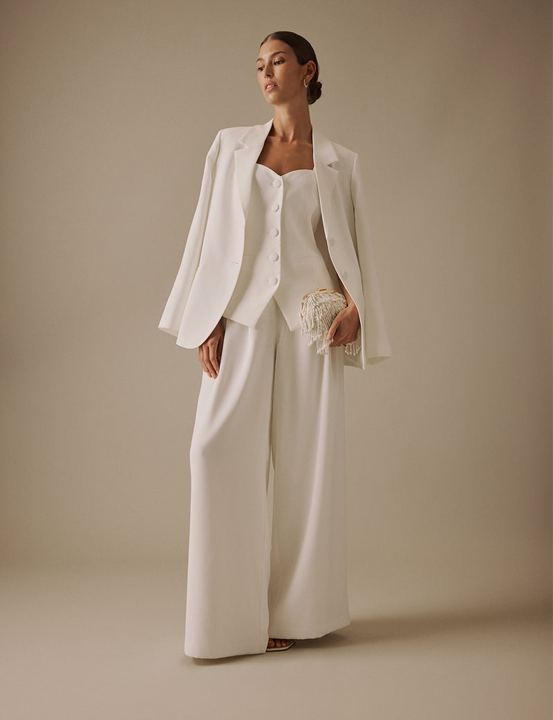 White Square Neck Jaia Bridal Waistcoat