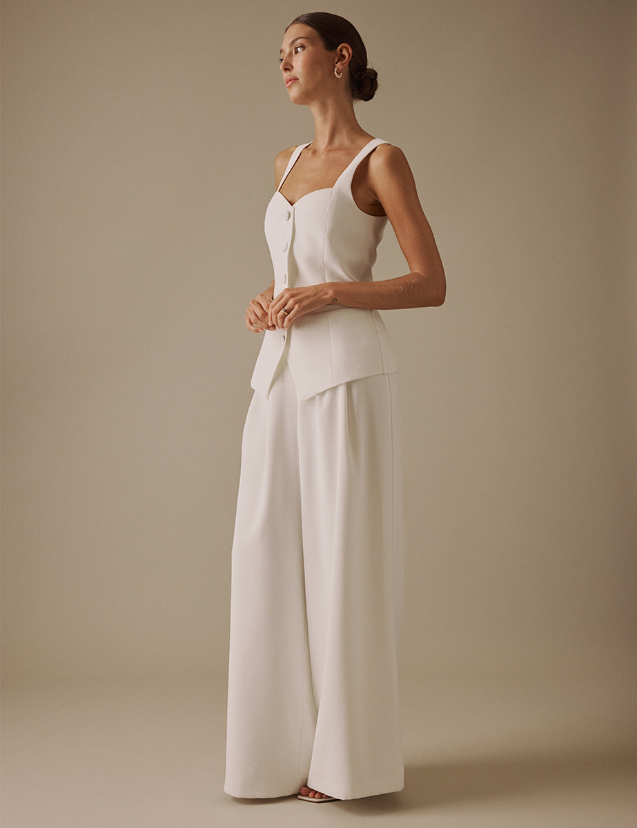 White Square Neck Jaia Bridal Waistcoat White Square Neck Jaia Bridal Waistcoat