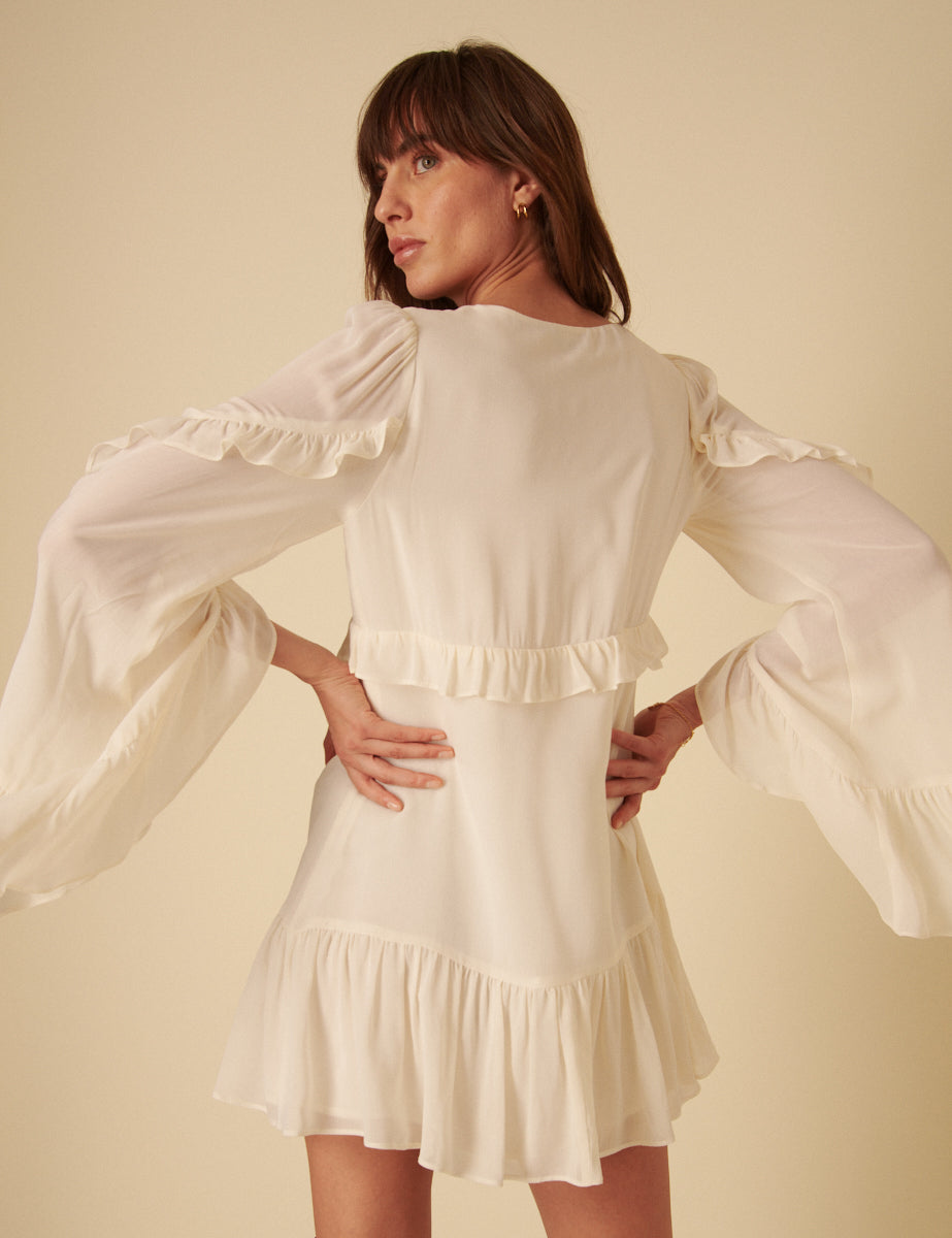 Cream Ruffled Jojo Mini Dress