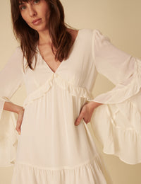 Cream Ruffled Jojo Mini Dress