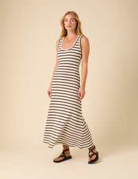 Black And White Striped Textured Maxi Dress
