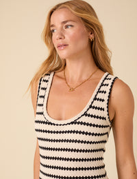 Black And White Striped Textured Maxi Dress