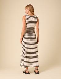 Black And White Striped Textured Maxi Dress
