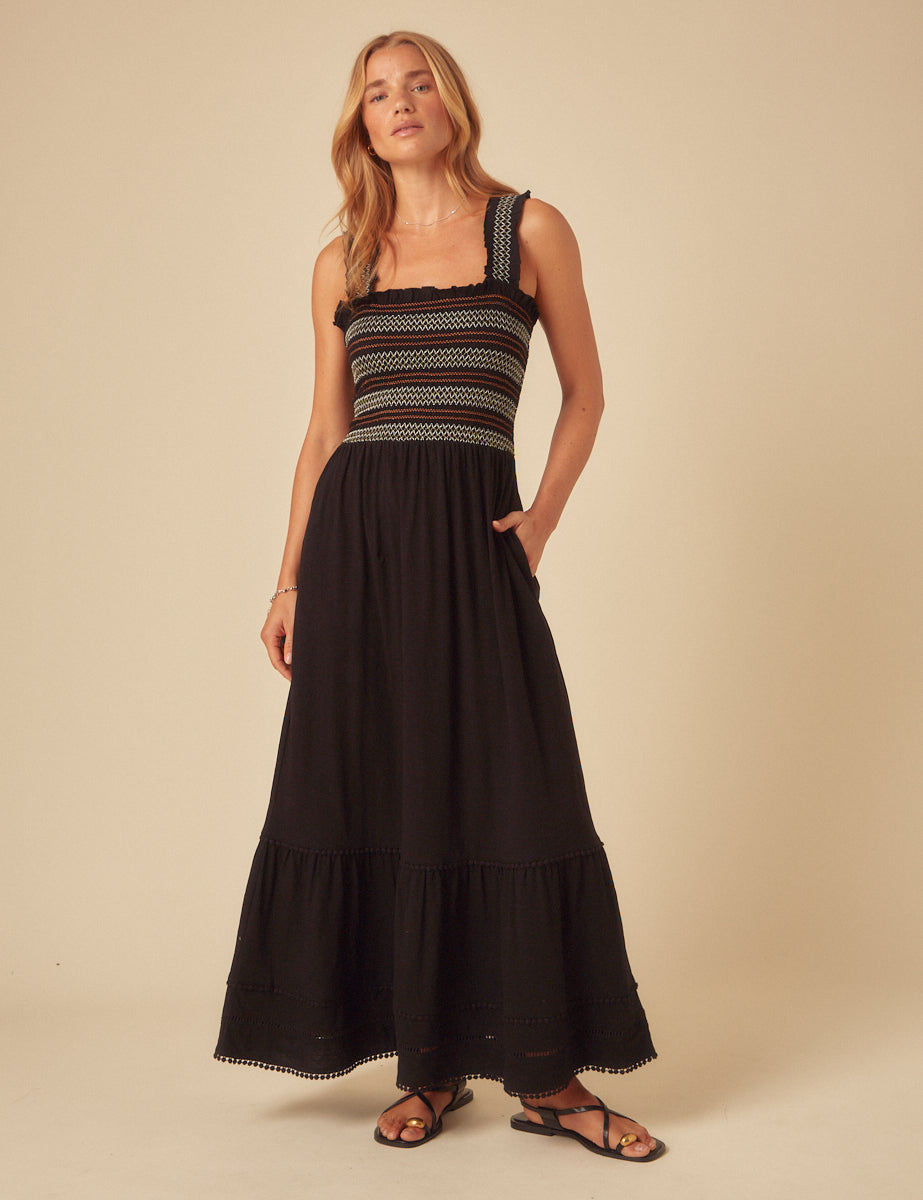 Black Embroidered Fifi Maxi Dress Black Embroidered Fifi Maxi Dress