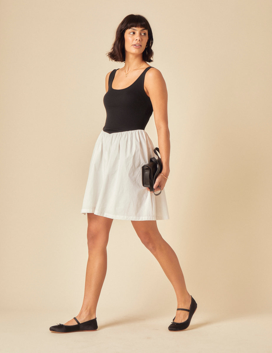 Black And White Contrast Mini Dress