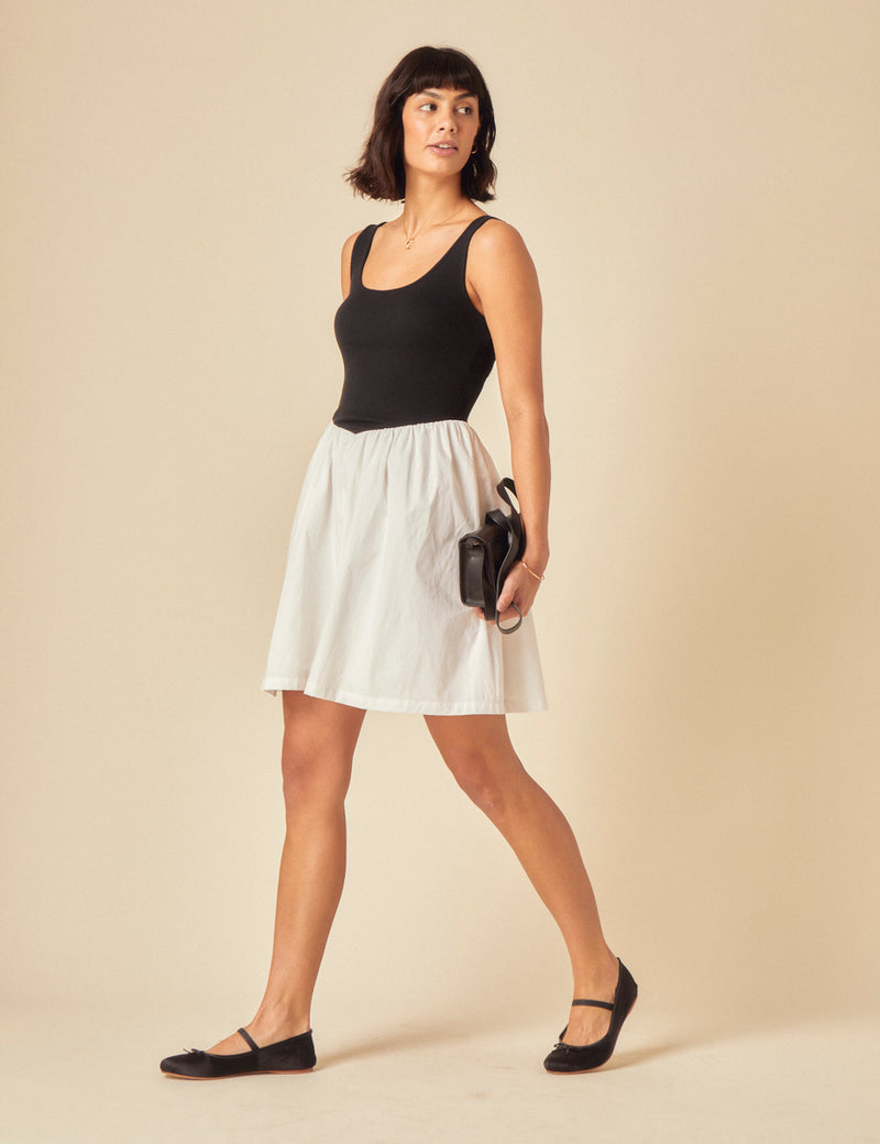 Black And White Contrast Mini Dress