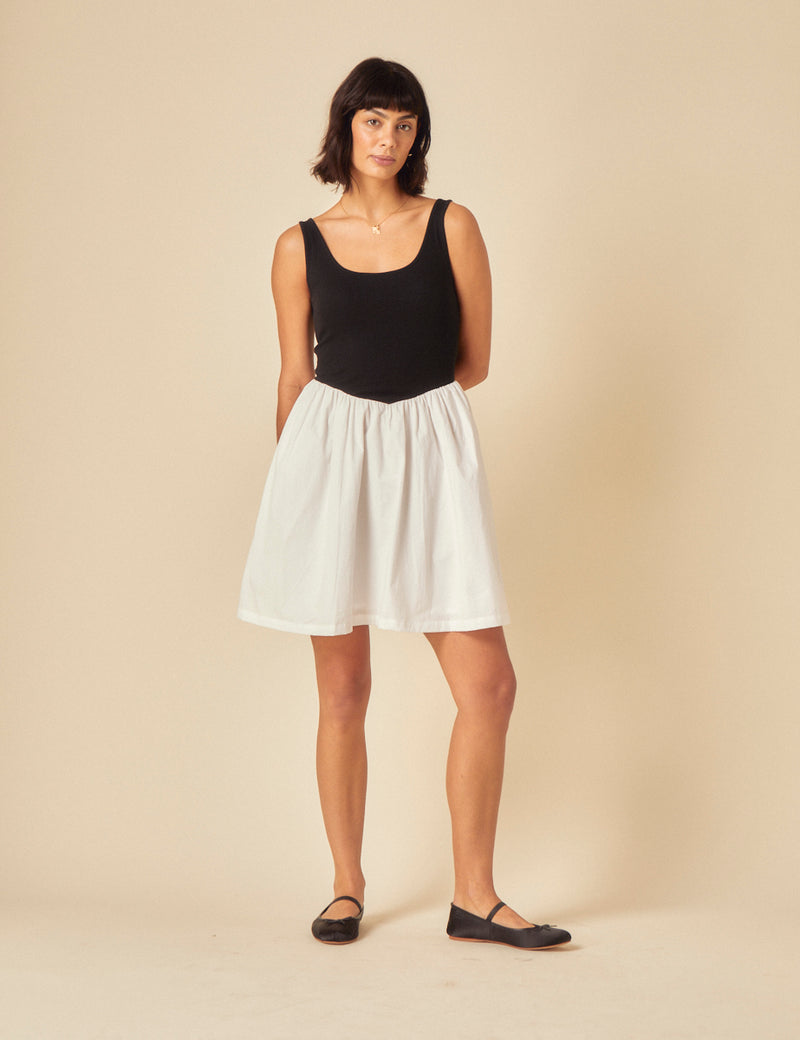 Black And White Contrast Mini Dress