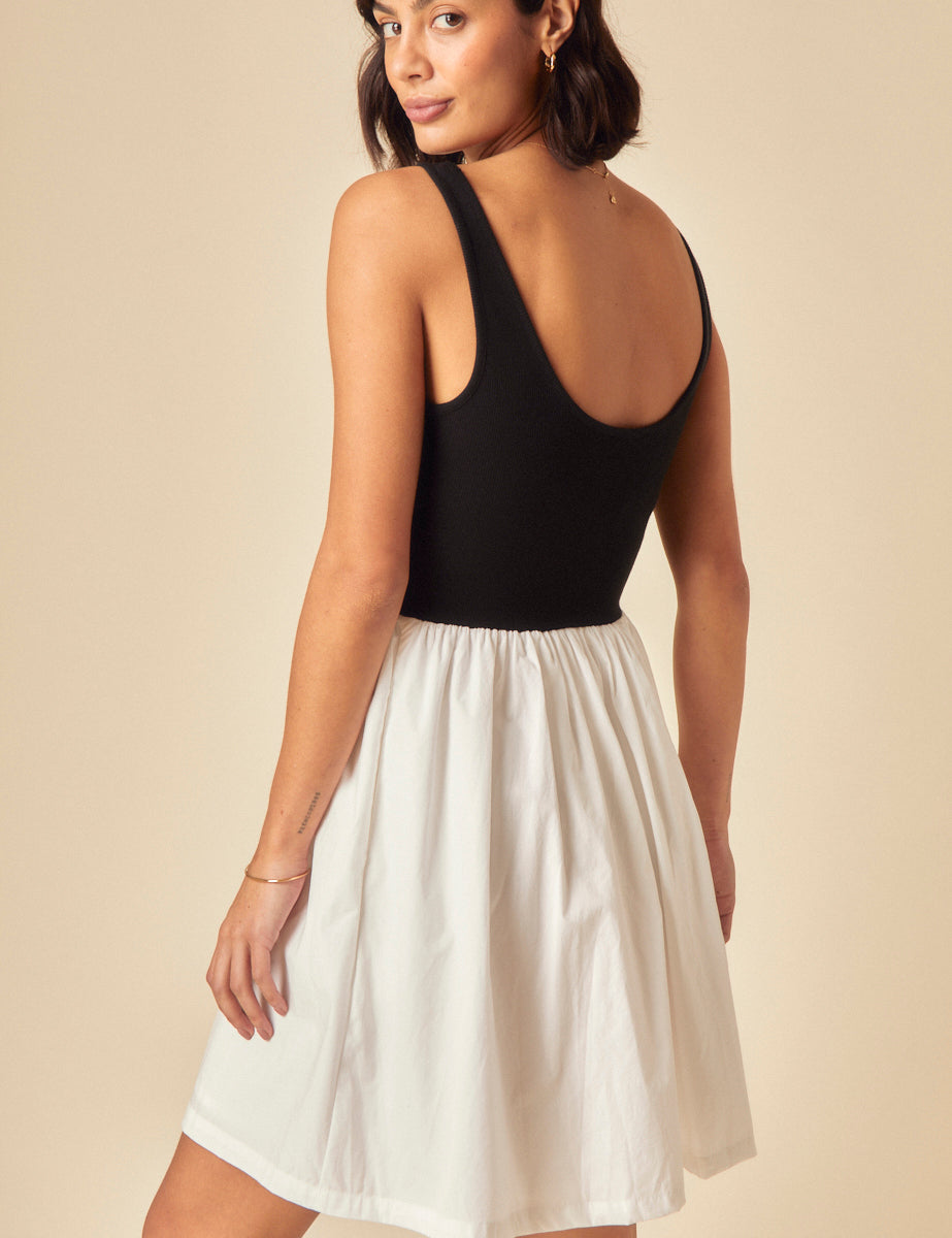 Black And White Contrast Mini Dress