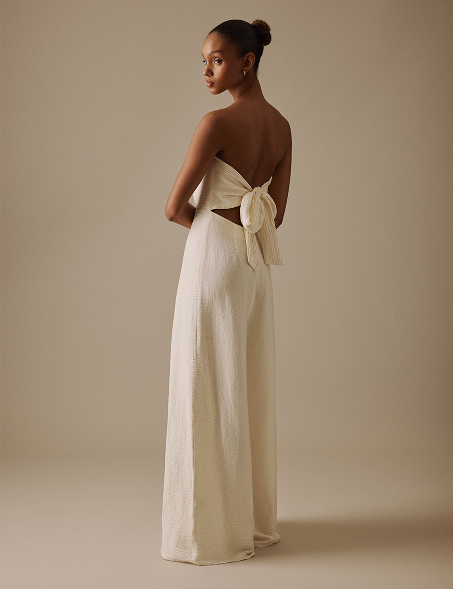 Ivory Wide Leg Bandeau Rory Bridal Jumpsuit