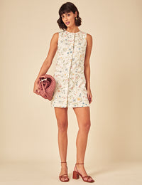White Floral Embroidered Ned Mini Dress