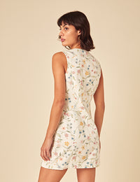 White Floral Embroidered Ned Mini Dress