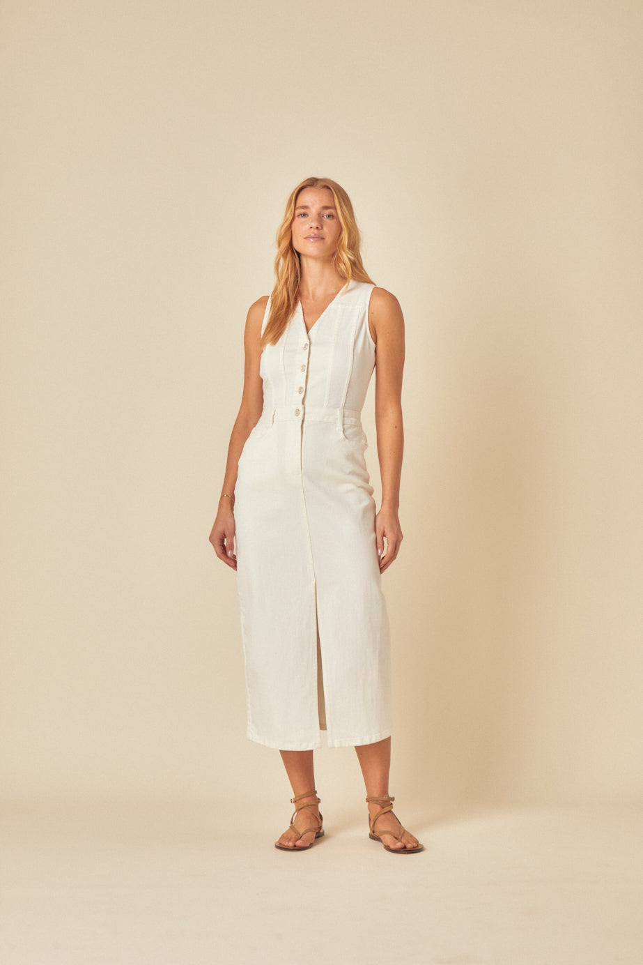 White Denim Mayflower Midi Dress White Denim Mayflower Midi Dress
