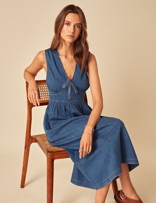 astra midi dress Blue Denim Astra Midi Dress