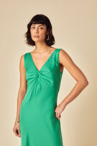 Green Twist Front Athena Midi Dress