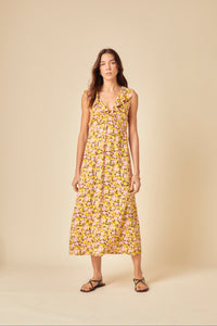 Yellow Floral Beck Midi Dress