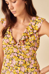 Yellow Floral Beck Midi Dress