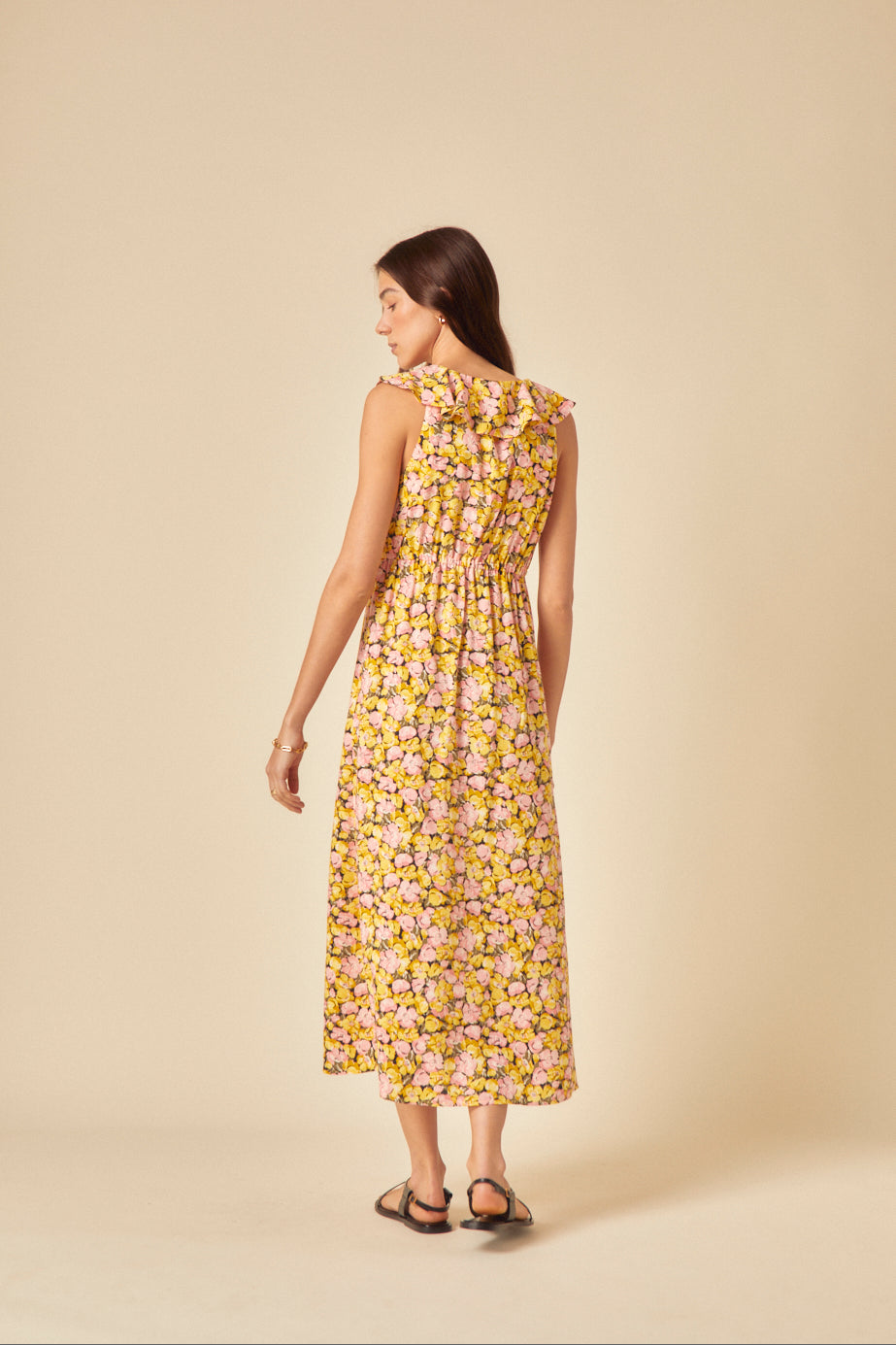 Yellow Floral Beck Midi Dress