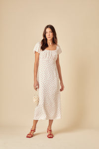 White Polka Dot Raven Midi Dress