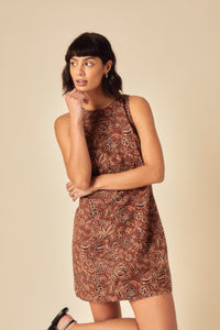Brown Paisley Palermo Mini Dress