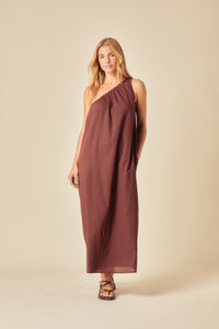 Brown Asymmetric Swift Midi Dress
