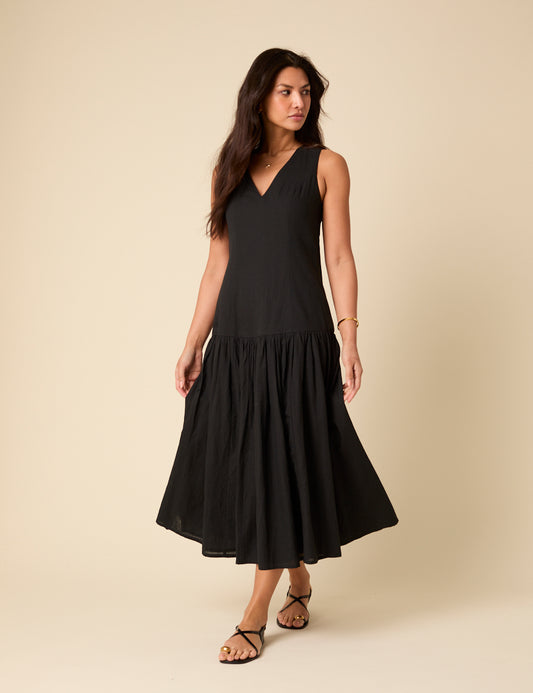 Black Drop Waist Calla Midi Dress Black Drop Waist Calla Midi Dress