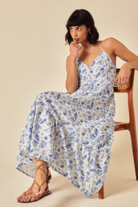 Blue Shell Print Bellerose Midi Dress
