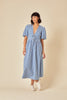 Blue Gingham Tie Front Scarla Midi Dress