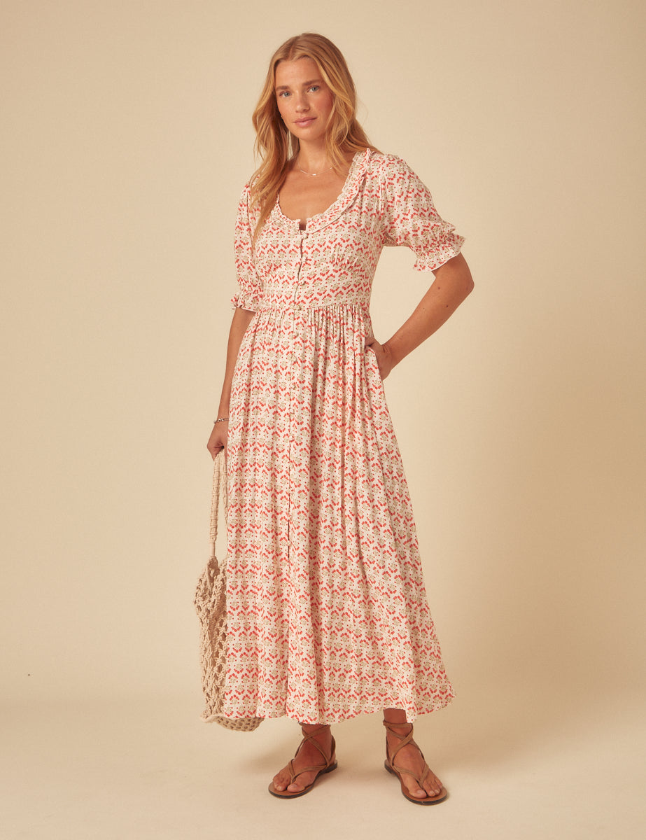 Pink Printed Flossie Midi Dress Pink Printed Flossie Midi Dress