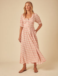 Pink Printed Flossie Midi Dress