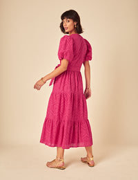 Pink Broderie Anglaise Marla Midi Dress