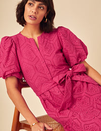 Pink Broderie Anglaise Marla Midi Dress